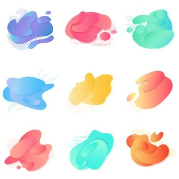 Color abstract liquid modern gradient shape, fluid bright color splashes. Vector Stock Illustration