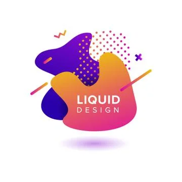 Color abstract liquid shape, fluid color overlap gradient background. Vector  Stock Illustration