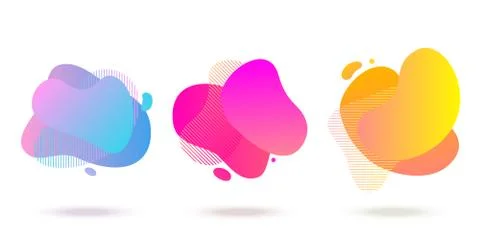 Color abstract liquid shape, halftone patterns, fluid color overlap gradient  Illustrazione stock