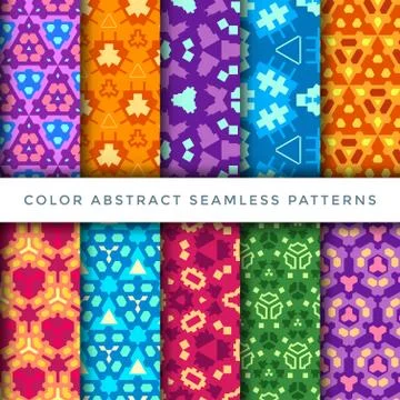 Color abstract seamless pattern set. Stock Illustration