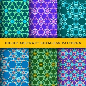 Color abstract seamless pattern set. Illustrazione stock