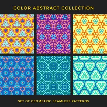 Color abstract seamless pattern set. Illustrazione stock
