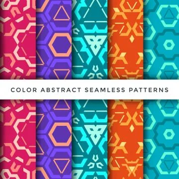 Color abstract seamless pattern set. Stock Illustration