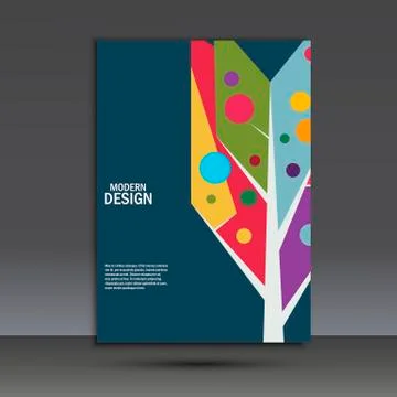 Color abstract tree on dark background. Vector brochure template Illustrazione stock