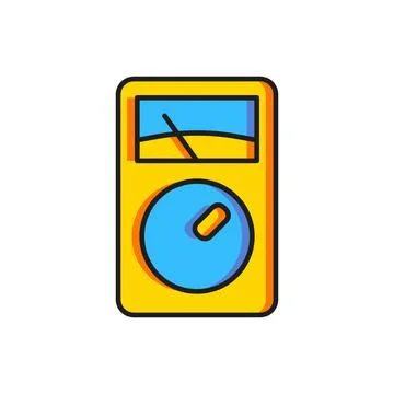 Color Ampere meter, multimeter, voltmeter icon isolated on white background.. Stock Illustration