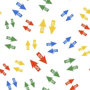 Color Up and Down arrows with dollar symbol icon isolated seamless pattern on Stock Illustration