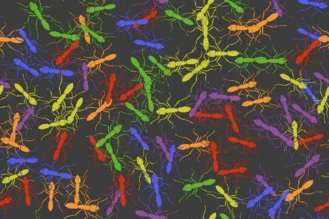 Color Ants Illustration Seamless Pattern Иллюстрация