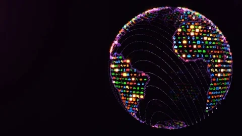 Color Apps World Globe Loopable Concept Video stock 85323081