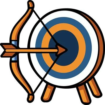 Color archery target with bow and arrow Stock Illustration