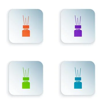 Color Aroma diffuser icon isolated on white background. Glass jar different with Stock Illustration