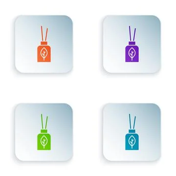 Color Aroma diffuser icon isolated on white background. Glass jar different with Stock Illustration