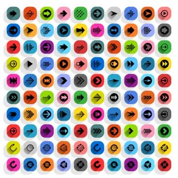 Color arrow icon in flat style Stock Illustration