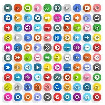 Color arrow icon in flat style Stock-Illustration