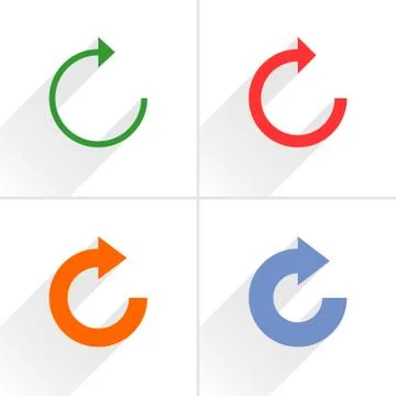 Color arrow refresh, repeat, reset icon on white Illustrazione stock