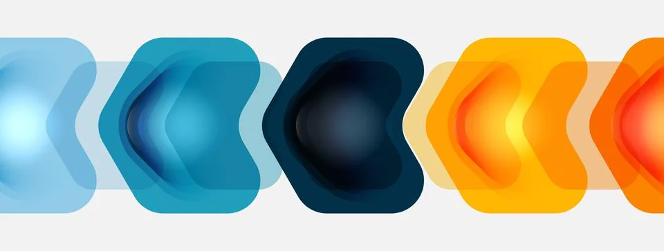 Color arrow shapes on white backdrop. Minimal geometric abstract background Illustrazione stock