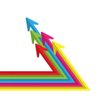 Color arrows of different length with changing direction, simple design Stock Illustration