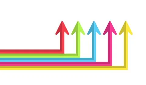 Color arrows of different length with changing direction, simple design Stock Illustration
