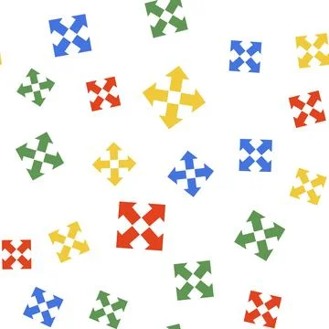 Color Arrows in four directions icon isolated seamless pattern on white 스톡 일러스트