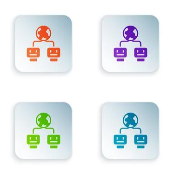 Color Artificial intelligence icon isolated on white background. Machine Illustrazione stock