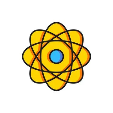Color Atom icon isolated on white background. Symbol of science, education,.. Stock Illustration