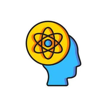 Color Atom icon isolated on white background. Symbol of science, education,.. Stock-Illustration