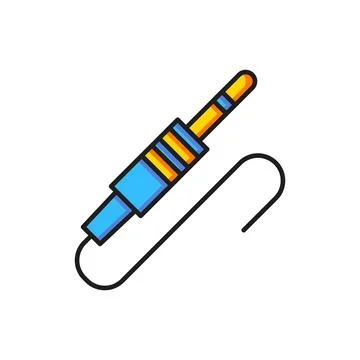 Color Audio jack icon isolated on white background. Audio cable for connect.. Illustrazione stock