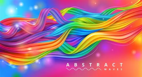Color background. Abstract wave, paint splash design, liquid flow pattern, ink Stock Illustration