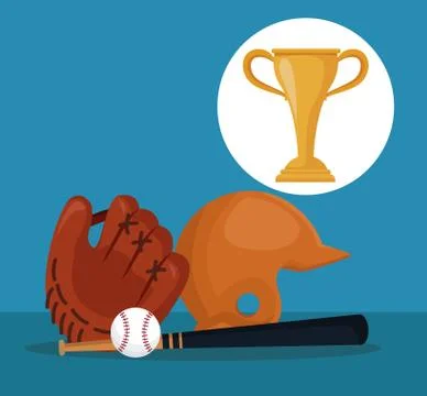 Color background with elements baseball sport with circular frame cup trophy イラスト素材