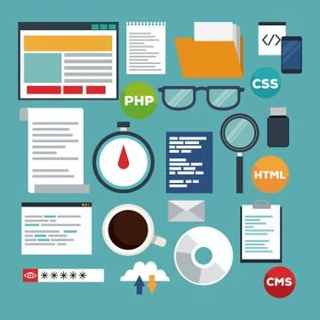 Color background elements programming codes language Illustrazione stock