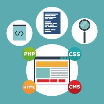 Color background elements programming codes language Illustrazione stock