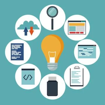 Color background elements programming codes language Illustrazione stock