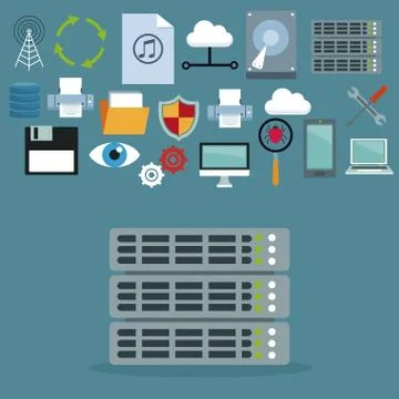 Color background with rack storage and set collection technology elements イラスト素材