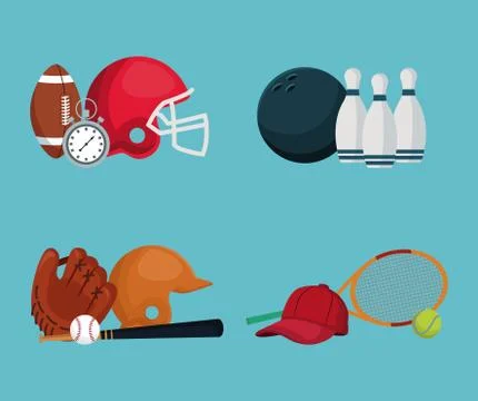 Color background with set elements different sports Stock Illustration