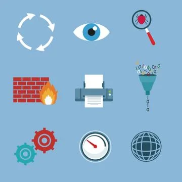 Color background with set elements firewall and technology elements Illustrazione stock