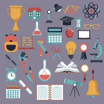 Color background with set school elements icons Illustrazione stock