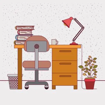 Color background with sparkles and study place home interior 스톡 일러스트