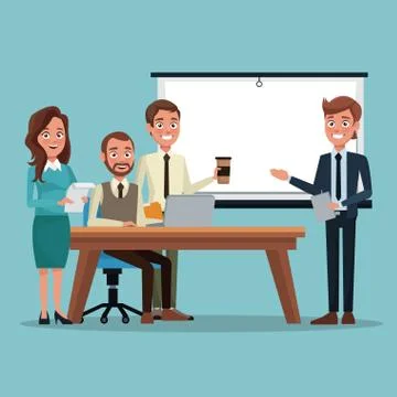 Color background teamwork executive in desk for work presentation 스톡 일러스트