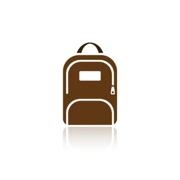 Color backpack icon with reflection on white background Stock Illustration