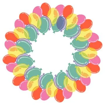 Color balloons in ring on white background Stock Illustration