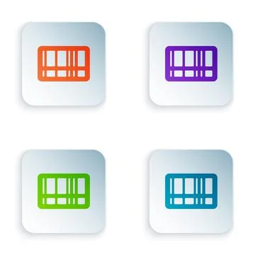 Color Barcode icon isolated on white background. Set colorful icons in square Stock Illustration