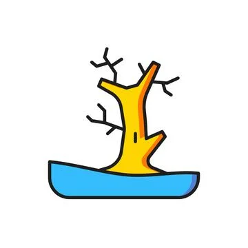 Color Bare tree icon isolated on white background. Flat filled outline styl.. Stock Illustration
