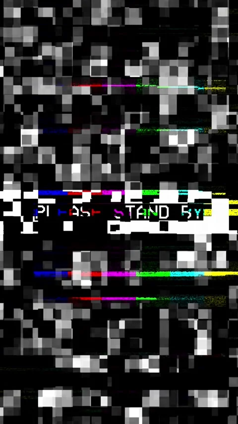 Color bars noise glitch no signal with please stand by text. Stock Footage 341457915