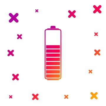 Color Battery charge level indicator icon isolated on white background. Gradient Ilustração Stock