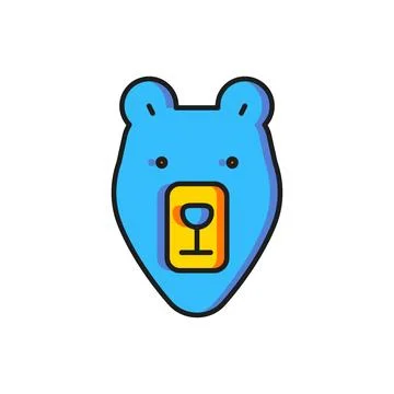 Color Bear head icon isolated on white background. Flat filled outline styl.. Stock Illustration