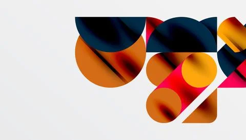 Color beautiful circles, semi circles, squares and round triangles. Geometric Stock Illustration