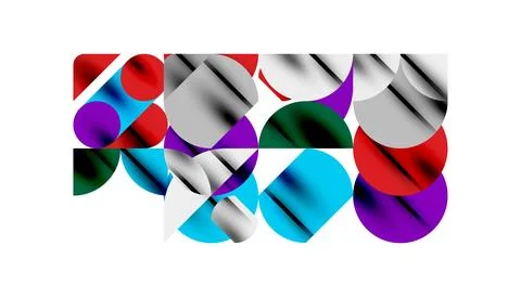 Color beautiful circles, semi circles, squares and round triangles. Geometric Stock Illustration