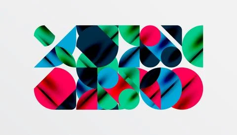 Color beautiful circles, semi circles, squares and round triangles. Geometric Stock Illustration