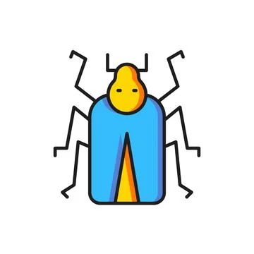 Color Beetle bug icon isolated on white background. Flat filled outline sty.. Stock Illustration