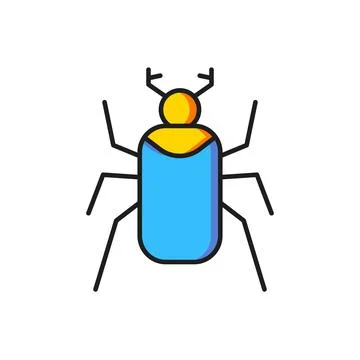 Color Beetle bug icon isolated on white background. Flat filled outline sty.. Stock Illustration