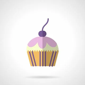 Color berry muffin flat vector icon Stock Illustration